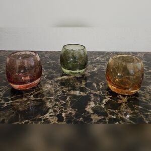 Partylite Crackle Trio Tealight Candle holders